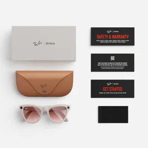 عینک هوشمند ری بن Meta RayBan Skyler Shiny Chalky Grey Frame + Cinnamon Pink Lense